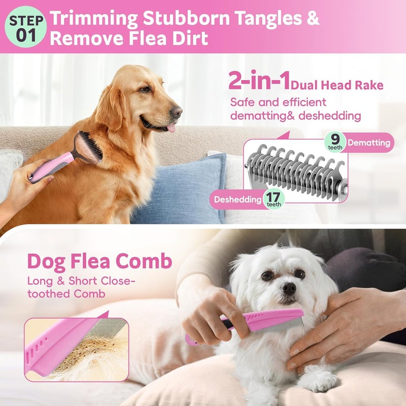 2TRUL Bath Grooming Kit for Pets, 10pcs Dog Brush for Shedding with Dog Nail Clipper and Trimmer, Dog and Cat Grooming Supplies, Dematting Comb for Dogs, Pet Bath Supplies - Image 3